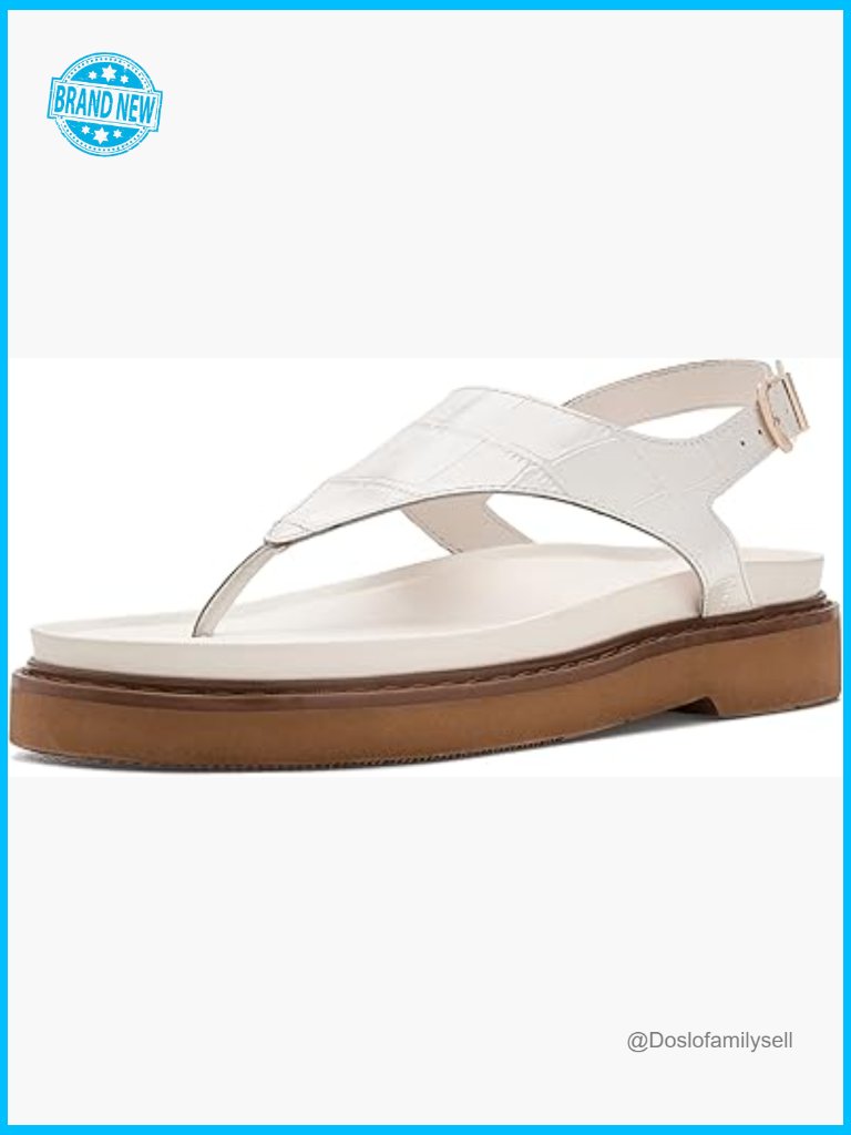 Leather Platform Thong Sandals Heeled Slingback Contour Comfort Strap